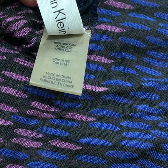 Calvin Klein Black, Purple & Blue Dot Patterned Lightweight Infinity Loop Scarf - Picture 6 of 7
